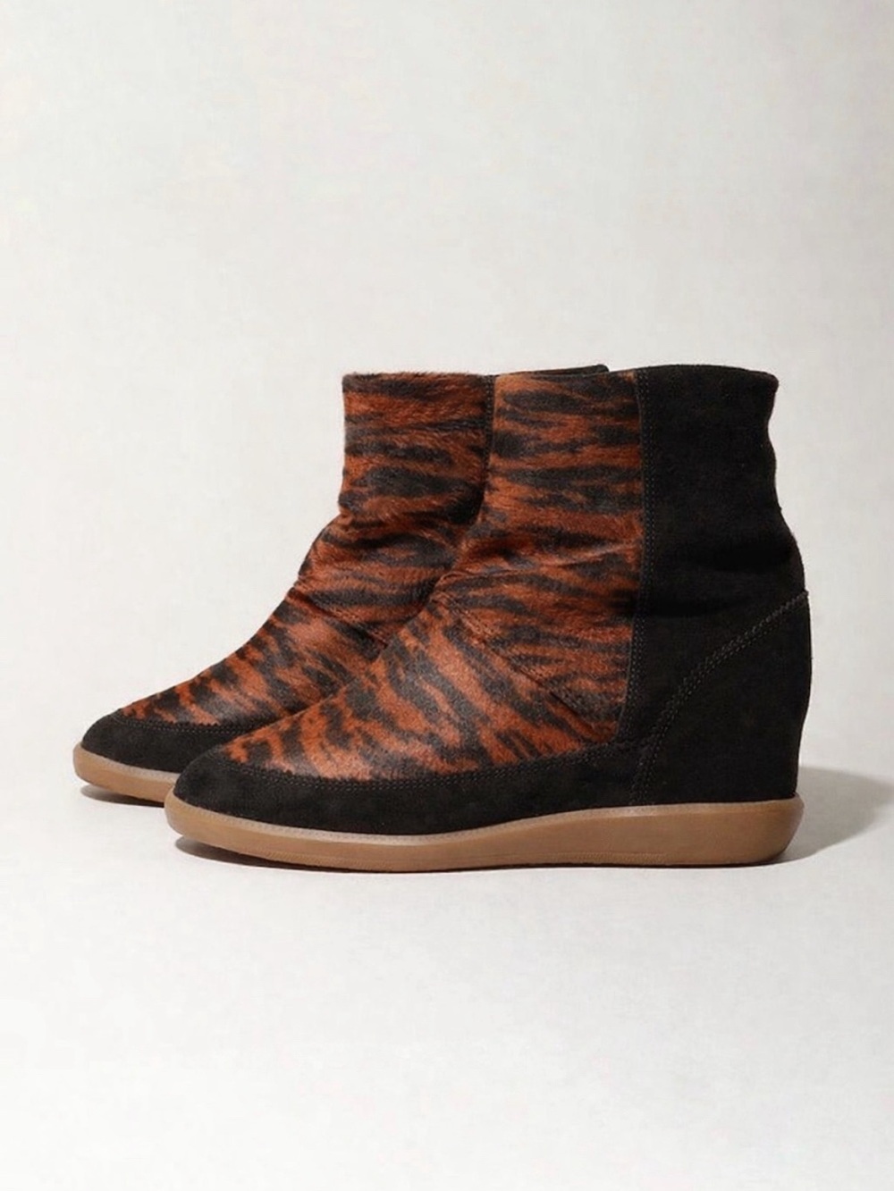 ISABEL MARANT Norwood Tiger Print Pony Wedge Boot‎